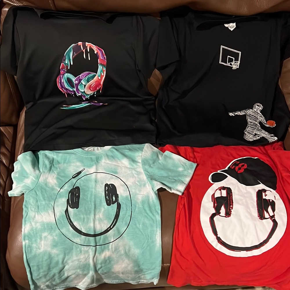 Graphic T-Shirt Bundle - Black, Red, and Teal Boys size 7-8